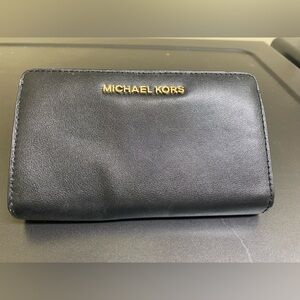 Michael Kors Black Leather Wallet Clutch